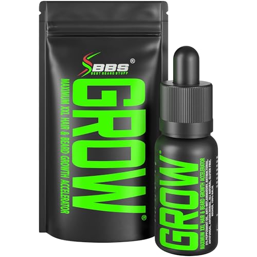 GROW Maximum XXL Hair & Beard Growth Oil For Men • Beard Growth Serum That Fills Patches & Fix Thinning GUARANTEED • Facial Hair & Scalp Treatment • Thickening Conditioner & Enhancer • Made in the USA