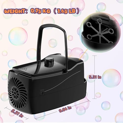 Bubble Machine - 18000+ Bubbles Per Minute, 2 Speed Settings, Battery/USB Powered Outdoor Bubble Blower for Toddlers, Birthday Parties, Weddings (Black)