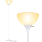 Coucrek Floor Lamp, LED Standing Lamps with White Plastic Shade, Corner Floor Lights for Living Room Bedroom, Rotary Switch, Bulb not Included, White