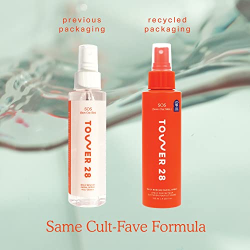 Tower 28 SOS Daily Rescue Facial Spray | Soothing and Refreshing pH Balancing Toner | Hypochlorous Acid Designed for Sensitive Skin | 4 Fl Oz