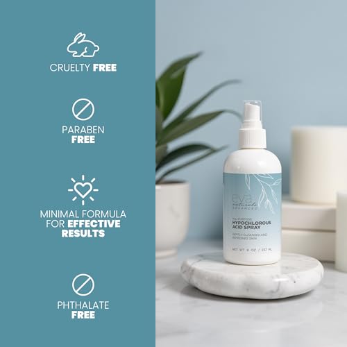 Eva Naturals Hypochlorous Acid Spray For Face - HOCl For Cleansing, Acne & Blemish Reduction - Facial Cleanser Spray For Post Workout - Sweat Spray - Face Spray For Body, Safe For Eyes - Post Workout