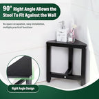 TYYIHUA Shower Foot Stool for Shaving Legs 13.2", Bamboo Shower Stool for Inside Shower, Corner Shower Foot Rest for Small Spaces, Waterproof Small Shower Bench for Bathroom, Black