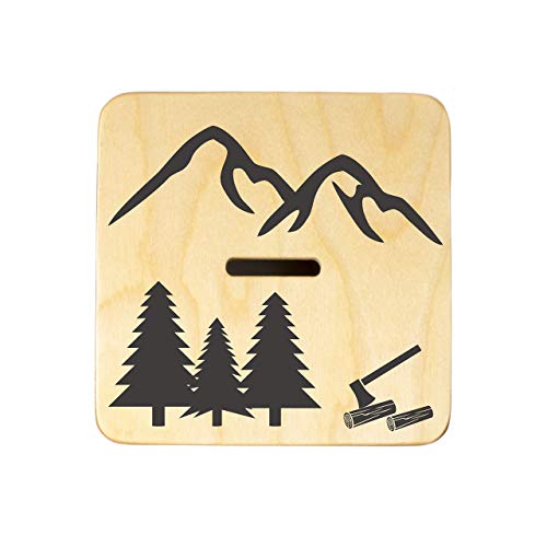 Wooden Piggy Bank for Kids and Adults, Personalized Gift Handmade in USA by BloomOwl, Custom Piggy Bank, Personalized Banks for Kids, Gifts for Baby Boys and Girls (Buffalo Plaid)