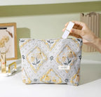 2 Pcs Makeup Bags, Large Cosmetic Bag Travel Toiletry Bag Organizer for Women, Embroidery Craft, Floral Makeup Bag Small Cosmetic Pouch Purse with Zipper Gifts for Girls Teen