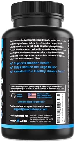 Bladder Control Supplement - Overactive Bladder Control Pills - Potent Blend of Pumpkin Seed oil, Cranberry Extract & Vitamin D3 - Urinary Tract Infection Treatment for Women & Men - UTI Relief - 60Ct