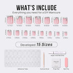 BTArtbox Press On Nails Short Square - Sliver Designed Press On Nails, 3D Sliver Foil Glue On Nails for Women Gifts, Natural Fake Nail with Glue, Glue On Nails in 15 Sizes, Snow Queen