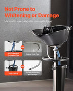 VEVOR Portable Shampoo Bowl, Deep Shampoo Sink for Washing Hair with Adjustable Height and Angle, Includes Drain Hose, Shower Head and Bucket, Portable Salon Sink for Barbershop Spa Center Use, Black