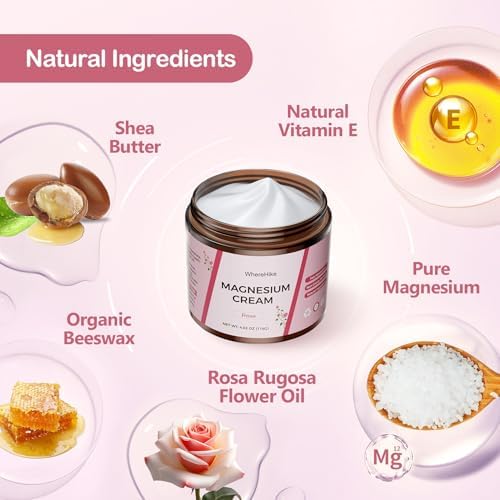 Topical Magnesium Cream for Pain and Sleep,Nighttime Magnesium Lotion for Leg Cramps,Muscle Relaxation,Calm,Deep Hydration for Body & Skin Care - Natural and Safe for Kids.