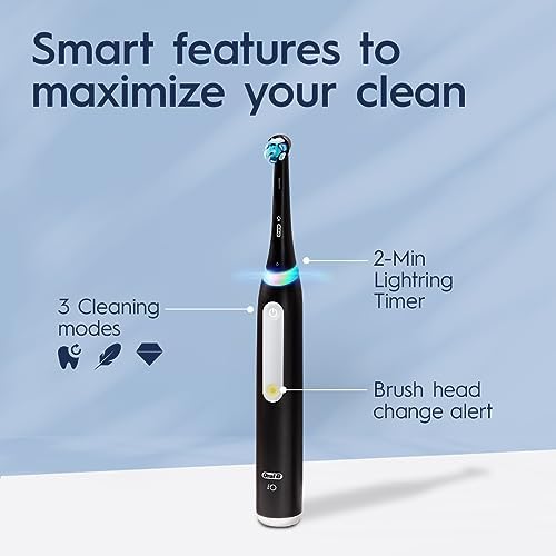 Oral-B iO Deep Clean Rechargeable Electric Powered Toothbrush, Icy Blue with iO Series 3 Limited, 2 Brush Heads and Travel Case - Pressure Sensor to Protect Gums - 3 Cleaning Settings - 2 Minute Timer