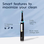 Oral-B iO Deep Clean Rechargeable Electric Powered Toothbrush, Icy Blue with iO Series 3 Limited, 2 Brush Heads and Travel Case - Pressure Sensor to Protect Gums - 3 Cleaning Settings - 2 Minute Timer