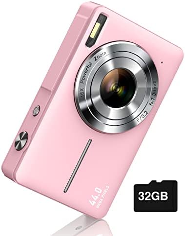 Digital Camera, FHD 1080P Digital Point and Shoot Camera with 16X Zoom Anti Shake, Compact Small Camera for Boys Girls Kids