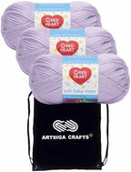 Red Heart Soft Baby Steps Lavender E746-9590 (3-Skeins - Same Dye Lot) Worsted Medium #4 Acrylic Yarn for Crocheting and Knitting with Project Bag