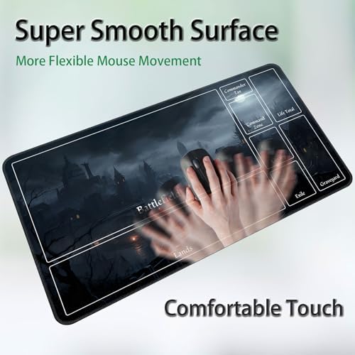 for MTG Game Playmat, for Magic TCG Rubber Play mat,Tabletop Card Playmats with Smooth Surface,Trading Card Inked Game Mat with New Zones,Battle Game,Fantasy Castle