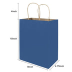 bagmad 100 Pack 8x4.75x10 Inch Medium Blue Gift Paper Bags with Handles Bulk, Kraft Bags, Craft Grocery Shopping Retail Party Favors Wedding Business Sacks (Blue, 100pcs)
