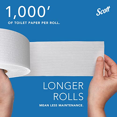 Scott Professional 100% Recycled Fiber High-Capacity Jumbo Roll Toilet Paper, Bulk (67805), 2-Ply, Septic Safe, White, Non-Perforated (12 Rolls at 1,000' Each, 12,000'/Case)