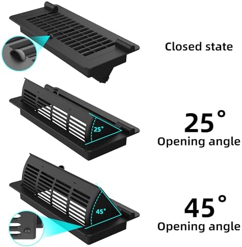 2-in-1 Vent Deflectors & Floor Vent Covers, Adjustable Floor Register 4x10, Air Vent Deflector for Home Floor, Office, Ceiling, Tool-Free Install, Black, 2 Pack
