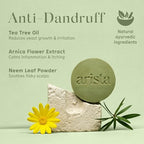 Arista Anti-Dandruff Shampoo Bar | Sulfate-Free, with Leaf Powder, Arnica & Tea Tree | Vegan Solid Shampoo Bar