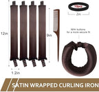 Satin Heatless Hair Curler, 16 Piece Set, Overnight Heatless Curls, Not easy to slip Heatless Curling Rod You Can Sleep In, Soft Silk DIY Hair Styling Tools Kit, Silk Bonnet for Sleeping-Brown
