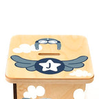 Wooden Piggy Bank for Kids and Adults, Personalized Gift Handmade in USA by BloomOwl, Custom Piggy Bank, Personalized Banks for Kids, Gifts for Baby Boys and Girls (Airplane)