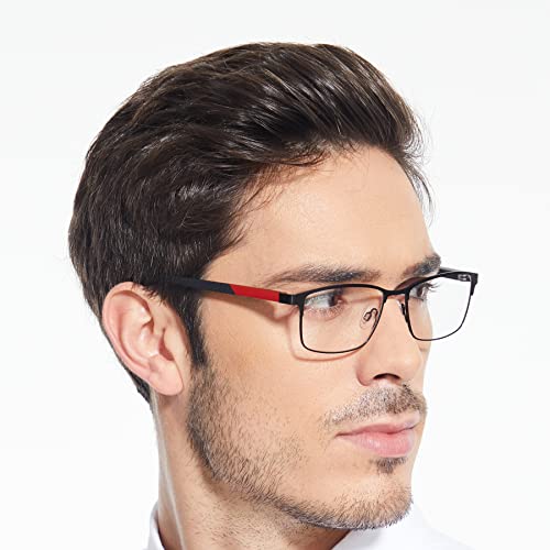 mrbobmslee 4 Pack Reading Glasses for Men, Blue Light Blocking Computer Readers, Anti UV Ray/Eye Strain/Glare, Metal Frame Eyeglasses with Pouches(200 Magnification Strength)