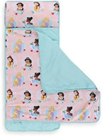 Jay Franco Toddler Nap Mat with Built-in Pillow and Blanket - Soft 46 x 20-inch Microfiber Kids Sleeping Bag for School or Sleepover, Pink - Disney Princess