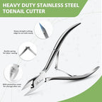 BALUCA Toenail Clippers Straight Blade for Thick Toenails and Ingrown Nails, Professional Stainless Steel Fingernail Toenail Clippers Trimmers for Seniors, Men and Adult - Sliver