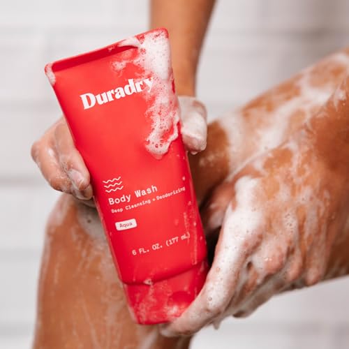 Duradry Deodorizing Body Wash for Women and Men- Hydrating Body Wash Soap for Odor, Deep Cleansing, Nourishes and Moisturizes Skin, Odor-Control Wash, Natural Ingredients - Aqua Fragrance, 6 Fl Oz