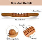 Wood Therapy Massage Stick, 2 in 1 Double Row 12 Beads Maderoterapia Kit Wood Gua Sha Massage Tool, Wooden Gua Sha Lymphatic Drainage Massager Tool for Body Shaping