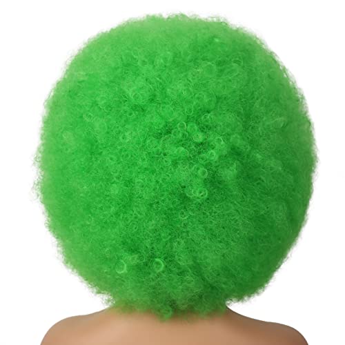 G&T Wig 70s Afro Green Wigs for Women Glueless Wear and Go Wig Costume Cosplay Disco Funny Wigs Heat Resistant Bouncy Wigs Short Afro Kinky Curly Wigs for St. Patrick's Day Party(Green)