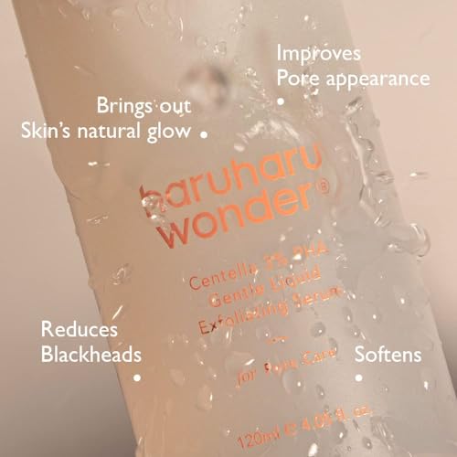 Haruharu Wonder Centella 3% PHA Gentle Liquid Exfoliating Serum 4.06 fl oz / 120ml | Hypoallergenic, PHA ingredients | Vegan, Crurelty Free, EWG-Green