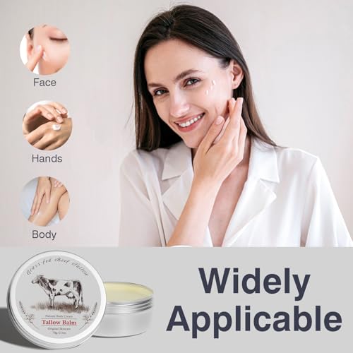 Beef Tallow, Beef Tallow for Skin, Beef Tallow for Face, Grass Fed Beef Tallow, Organic Beef Tallow Balm Face Moisturizer for All Purpose Balm, Natural Beef Tallow Lotion for Skin Care 2 Packs
