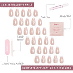 Glamnetic Press On Nails - Winter Glaze | Short Almond Snowflake Nails with French Tips, Reusable Stick On Fake Nails with Glue | Salon Quality | 15 Sizes - 30 Nail Kit
