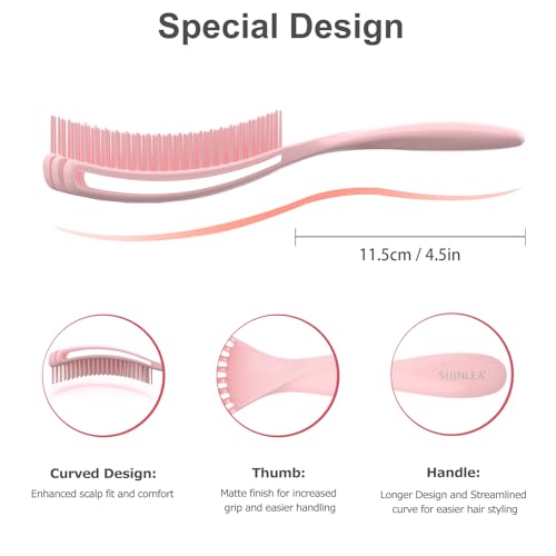 Detangler Brush for Curly Hair, Hairbrush Set for Wet Dry Curl Straight Thick Thin, Pain-Free Hair Brushing, Small Size for Travelling, Curly Brush for Women Men Kid (Pink and Blue)