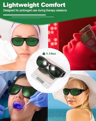LIGHTMEUP Red Light Therapy Glasses Eye Protection for Infrared & LED Light Sessions Lightweight Goggles