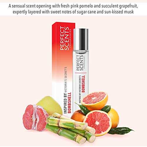 Perfect Scents Fragrances | Inspired by Victoria's Secret's Bombshell | Rollerball | Women’s Eau de Toilette | Vegan, Paraben Free | Never Tested on Animals | 0.34 Fl Oz