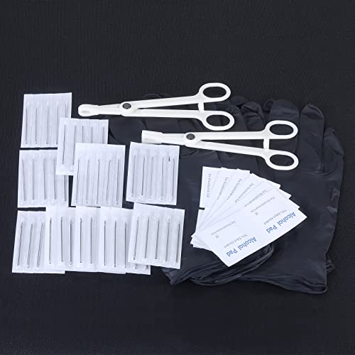 120PCS Body Piercing Kit Surgical Steel 14G 16G 20G BCR CBR Labret Lip Rings Cartilage Daith Earrings Nose Septum Nose Studs Belly Button Rings Piercing Jewelry Needles Gloves Clamps Tools