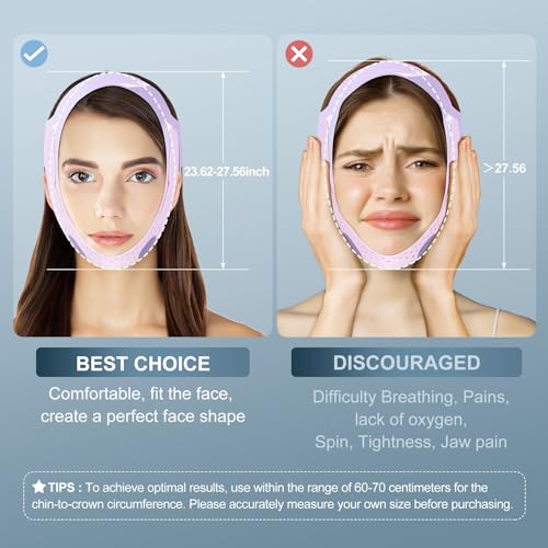 JUSRON V Line Face Tape Face Strap, Soft Silicone Chin Strap for Women and Men 23-27 Inches (Pink)