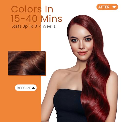 Hair Dye Shampoo 3 In 1, 100% Gray Hair Coverage, Dark Wine Red Hair Color Treated Burgundy Shampoo Para Canas, Root Touch 15 Minutes, Home Use for Men & Women Parent, 500ml