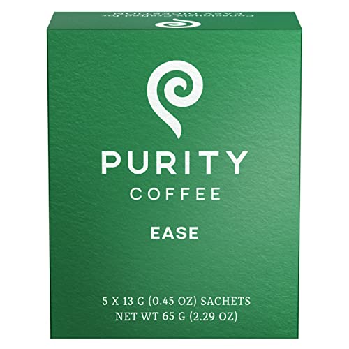 Purity Coffee EASE Dark Roast Low Acid Organic Coffee - USDA Certified Organic Specialty Grade Arabica Single-Serve Packets - Third Party Tested for Mold, Mycotoxins and Pesticides - 5 ct Box