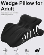 HOMEPAC Ergonomic Memory Foam Wedge Pillow, 27° Angled Support for Neck and Waist, Multi-Position Support Pillow (Black)