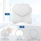 LuxStep Bath Pillow-Bathtub Pillow with Air Mesh Fabric & 6 Non-Slip Suction Cups, Bath Pillows for Tub Head, Neck and Back Support, Bath Accessories Spa Gifts, White