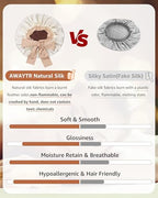 AWAYTR Silk Bonnet for Sleeping Women 100% Mulberry Silk Bonnet with Band 2 Layer Reversible Hair Bonnet Sleeping Hair Wrap (Silk, Dark Brown/Light Champagne)