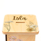 Wooden Piggy Bank for Kids and Adults, Personalized Gift Handmade in USA by BloomOwl, Custom Piggy Bank, Personalized Banks for Kids, Gifts for Baby Boys and Girls (Floral- Vintage)