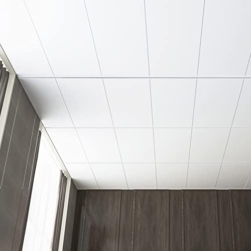 Art3d 10-Pack Smooth Drop Ceiling Tile 2ft x 4ft - Fire-Rated, Waterproof, Reusable - Premium PVC, No Sag and Breakage - Cover 80 Sq. Ft, White