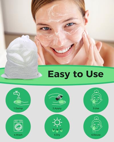ProCIV Reusable Makeup Remover Pads - 20 Packs Washable Organic Bamboo Reusable Cotton Rounds for All Skin Types & Toner with Laundry Bag, Zero Waste Soft Reusable Cotton Pads for Woman Gift (Green)