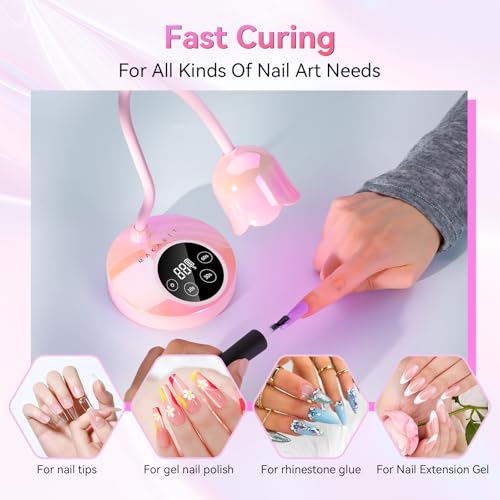 Makartt UV LED Nail Lamp - Mini UV Light for Gel Nails Polish Fast Curing Goosenecks UV Lamp 10W Rechargeable LED Nail Light Nail Dryer with 4 Timers & Auto Sensor Nail Lamp for Salon Home DIY Use