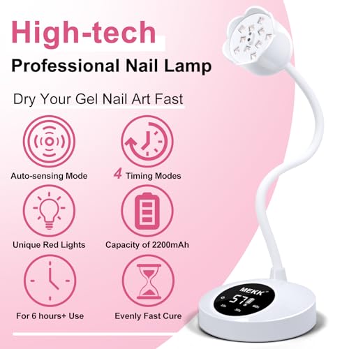 MEKK Gooseneck UV Nail Lamp 30W UV Light for Nails with Sensor Mini UV Light for Gel Nails Polish Cordless UV Nail Lamp Flash Cure Gel Nail Lamp with Three Timers UV Nail Light for Gel X Lamp