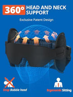 Upgraded Travel Pillow, U-Shaped Airplane Head Strap for All Heights, 360° Support, 3D Sleep Mask, 100% Light Blocking, Long Flights Essentials Headrest, Stop Bobblehead, Red