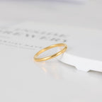 TRUMIUM 2mm 24K Gold Plated Tungsten Rings for Women Wedding Band Size 8