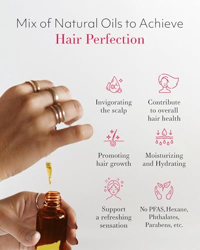 Leven Rose Organic Rosemary Hair Growth Oil with Castor, Rosemary, Peppermint, Jojoba, Argan, Pumpkin Seed, Horse Tail Extract, Evening Primrose for all Hair Types, Natural, 2 oz